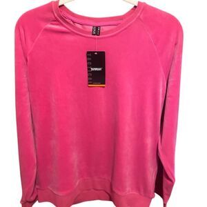TacVasen Velour Pullover Sweatshirt Long Sleeve Casual Top Pink‎ Medium